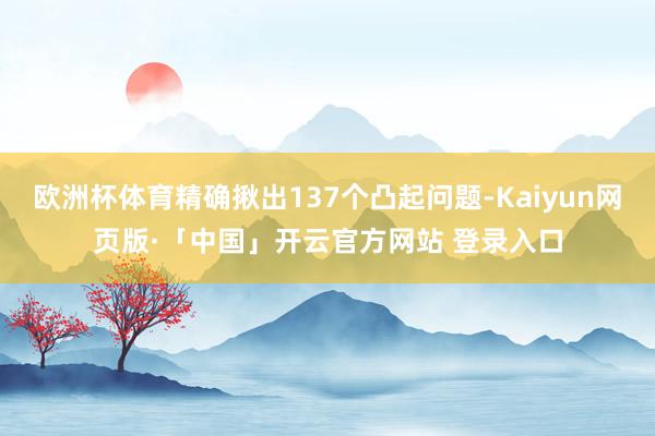 欧洲杯体育精确揪出137个凸起问题-Kaiyun网页版·「中国」开云官方网站 登录入口